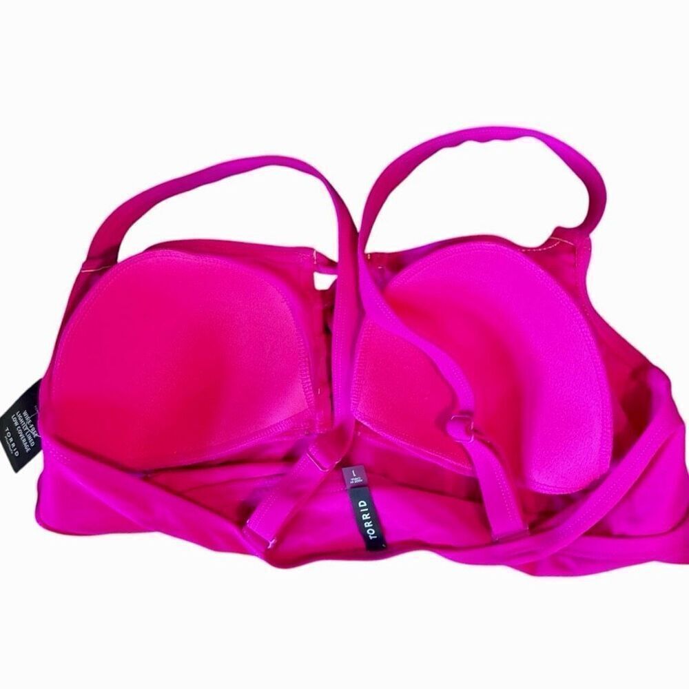 Torrid Pink Bikini Set: Wireless Strappy Lace Up Top & High Rise Bottoms 1 NWOT - Picture 11 of 16